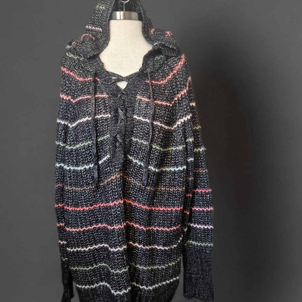 Torrid Multicolor Striped Hooded Sweater